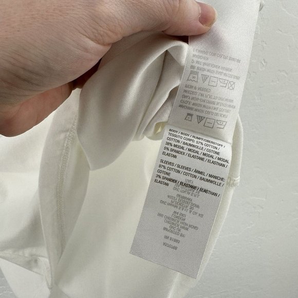 Candace Cameron‎ Bure Cotton Spandex Top Women's XS WHITE Poof Elastic Sleeve - Picture 5 of 6